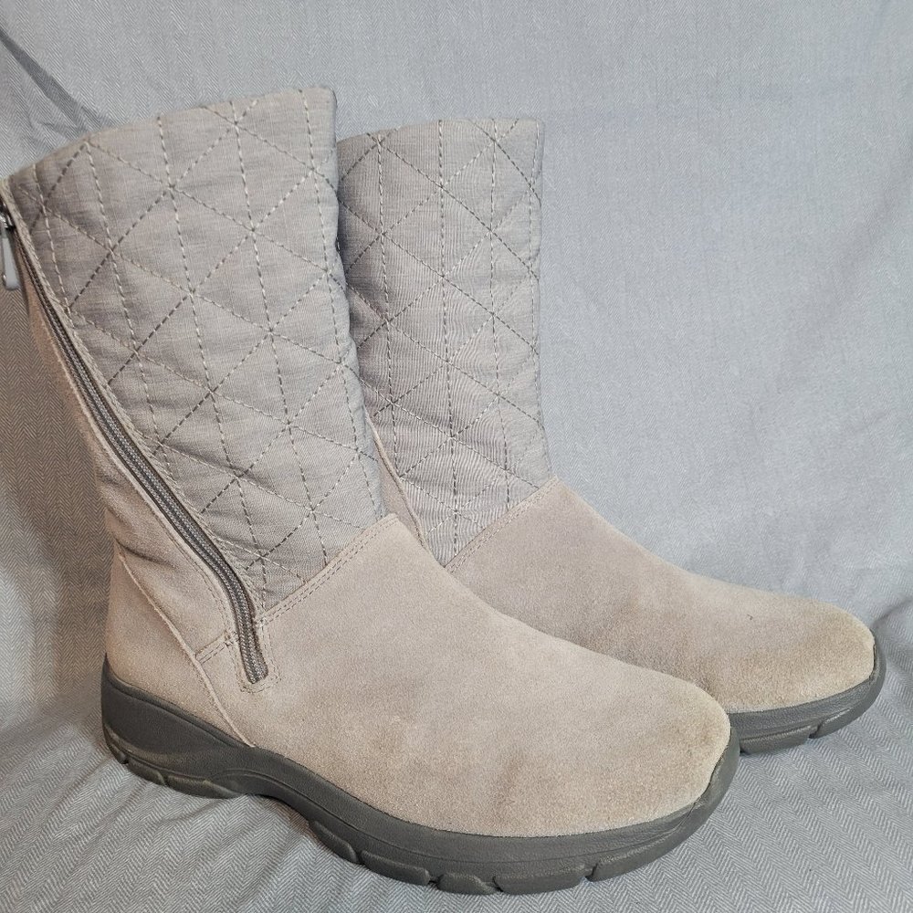 Lands End Quilted Suede All Weather Mid-calf Zip - womens size 10